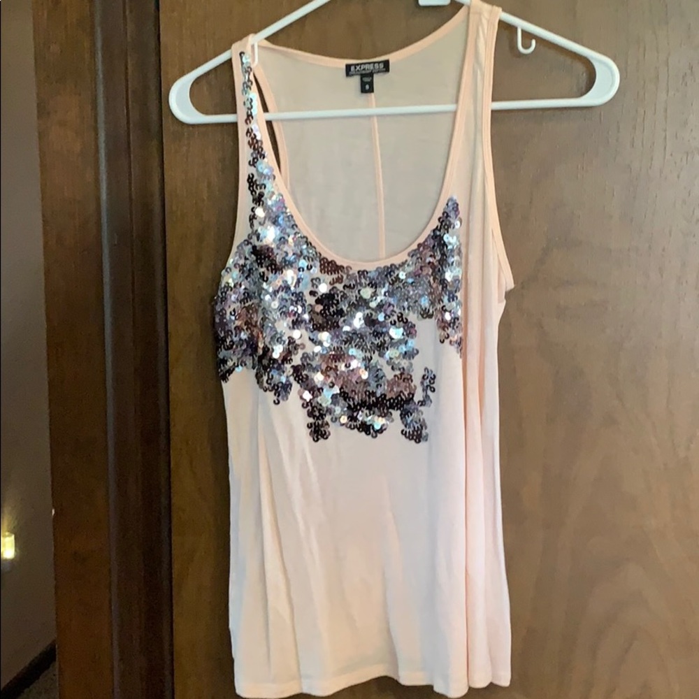 Pink tank top with rhinestones
